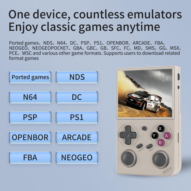GiipGoop G350 Retro Handheld Game Console G350 Retro Gaming Console 3.5'' IPS Screen Linux 64+32 System Built-in 64G TF Card 20+Emulators Pre-Installed 4371 Games Retro Game Console with 3200mAh Battery Gray - Image 3